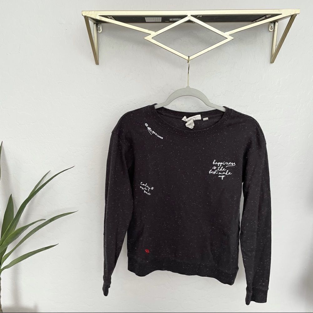 H&M Happiness is the best makeup Embroidered Sweatshirt